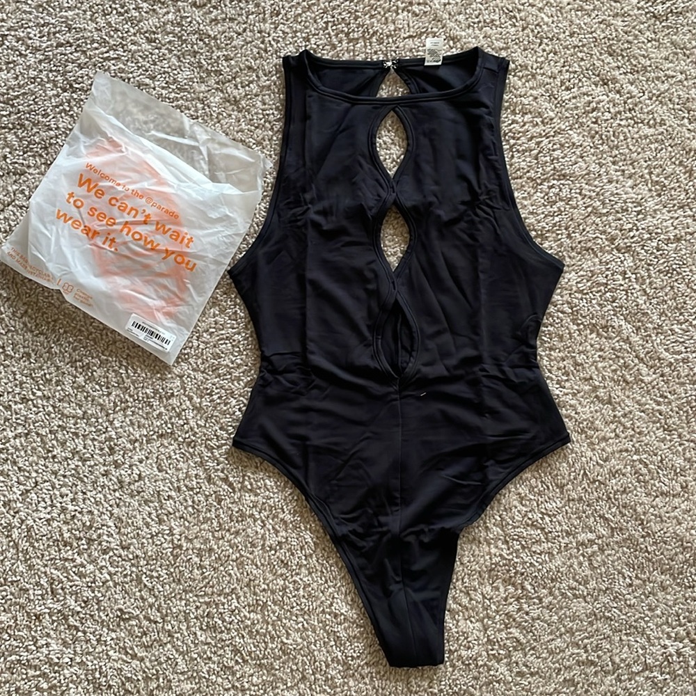 Black Parade tricutout sleeveless thong bodysuit